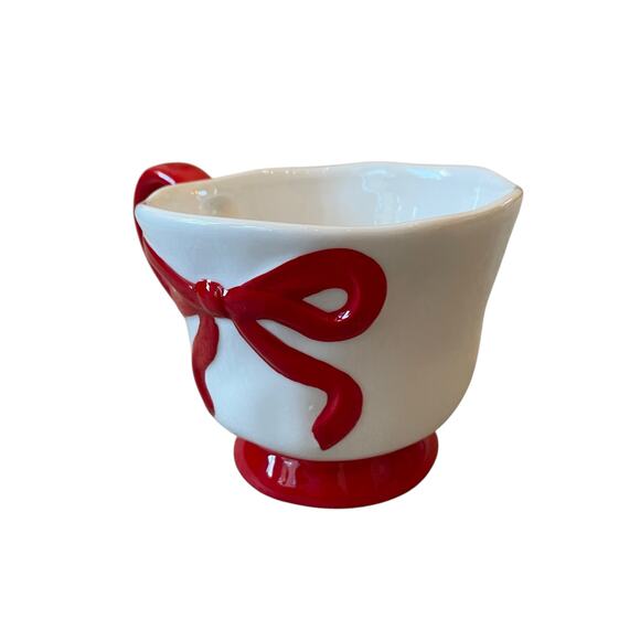 Hand Painted RED BOW Mug Set of 2 Christmas Holiday Glam New - Picture 15 of 16